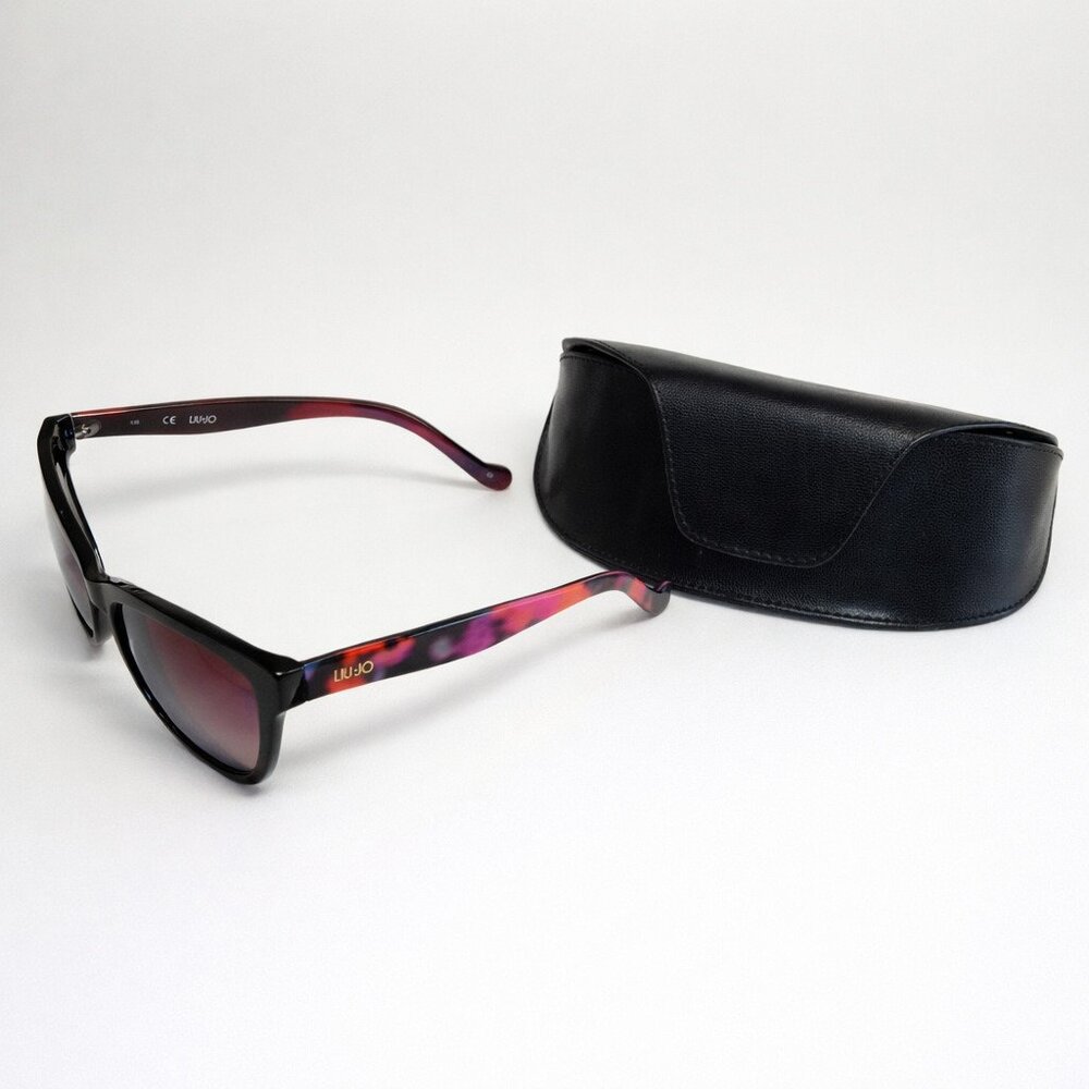 Liu Jo LJ629S Cat Eye Sunglasses Ebony Floral Temples Gradient Lenses